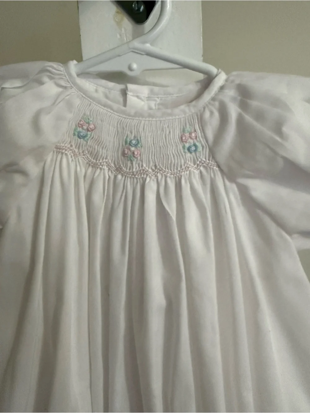 Petit Ami Newborn Hand Embroidered Smocked Bubble Romper